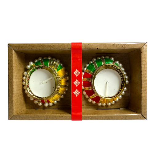Golden Fancy Diya 3 - 2pcs