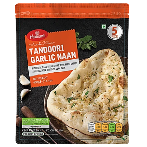 Haldirams Frozen Tandoori Garlic Naan (Buy 1 Get 1 Free)