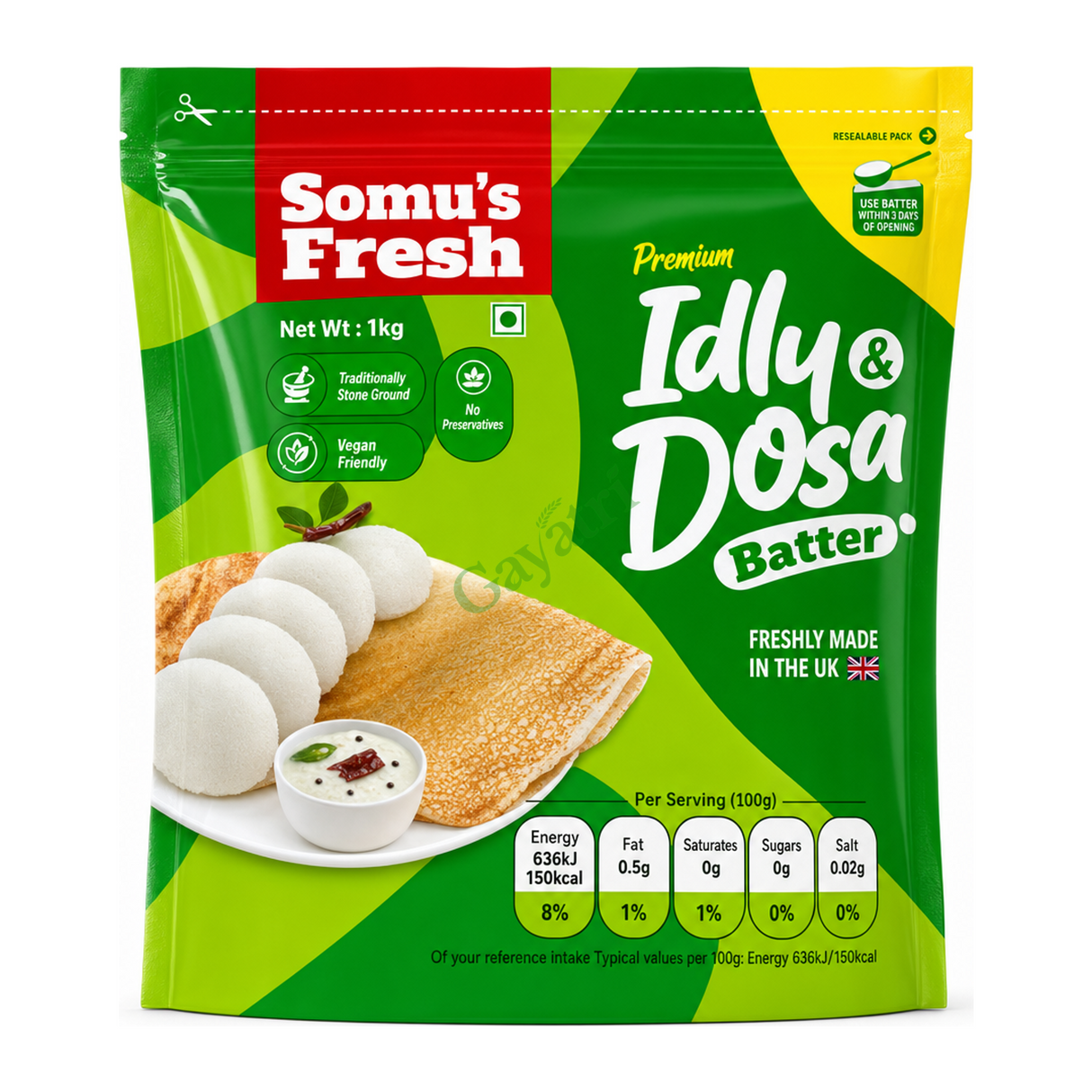 Somus Idli And Dosa Batter by Somus Ready Mixes — front view showing product label and branding, studio product photo on white background