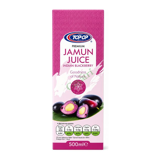 Premium Jamun Juice Indian Blackberry by Topop — front view showing product label and branding, studio product photo on white background
