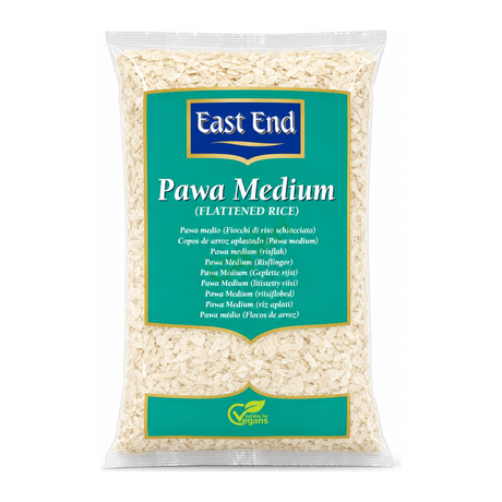 Pawa Medium (Flattened Rice) Medium by East End — front view showing product label and branding, studio product photo on white background