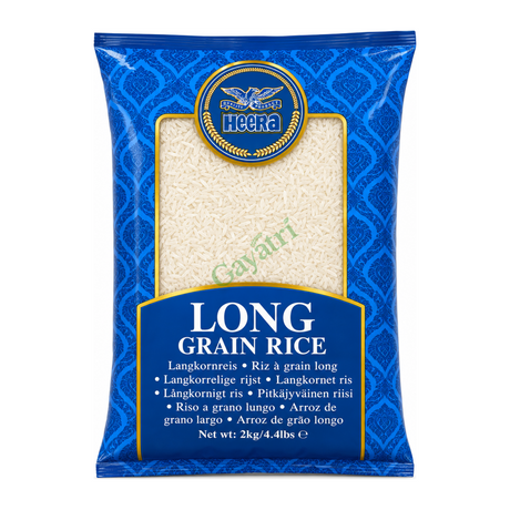 Long Grain Rice by Heera Food, Beverages & Tobacco > Food Items > Grains, Rice & Cereal > Rice — front view showing product label and branding, studio product photo on white background