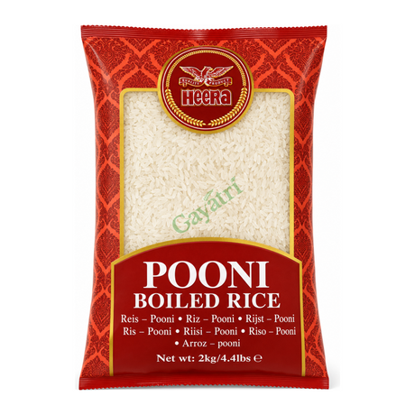 Pooni Boiled Rice by Heera — front view showing product label and branding, studio product photo on white background