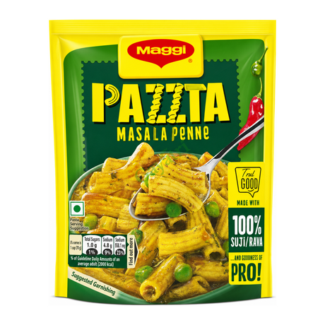 Pazzta Masala Penne by Maggi — front view showing product label and branding, studio product photo on white background