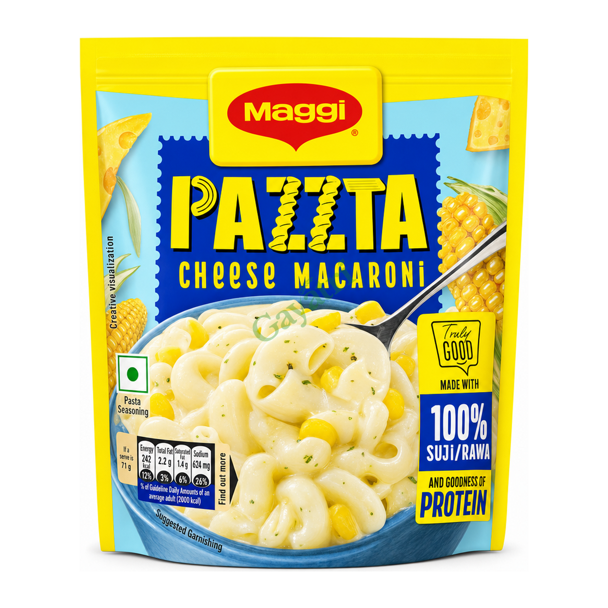 Pazzta Cheese Macaroni Cheese Macaroni by Maggi — front view showing product label and branding, studio product photo on white background