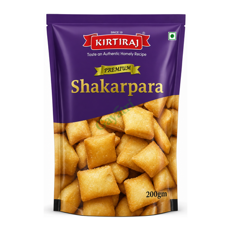 Shakarpara Premium by Kirtiraj — front view showing product label and branding, studio product photo on white background