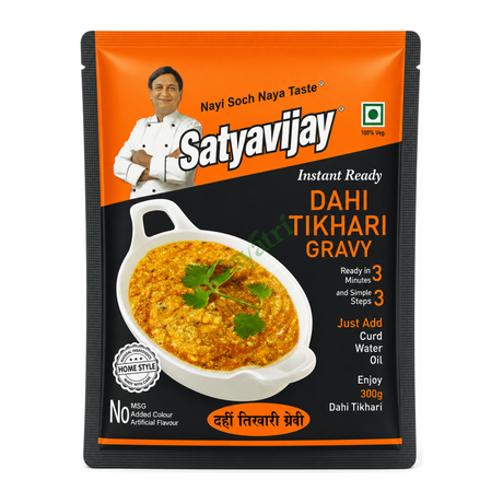 Dahi Tikhari Gravy by Satyavijay — front view showing product label and branding, studio product photo on white background