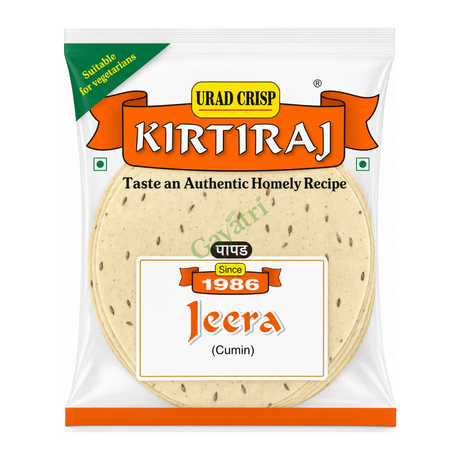 Jeera (Cumin) Urad Crisp Jeera (Cumin) by Kirtiraj — front view showing product label and branding, studio product photo on white background
