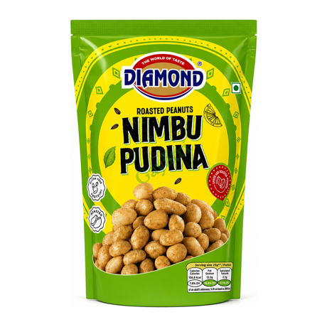 Nimbu Pudina Roasted Peanuts Roasted Peanuts by Diamond — front view showing product label and branding, studio product photo on white background