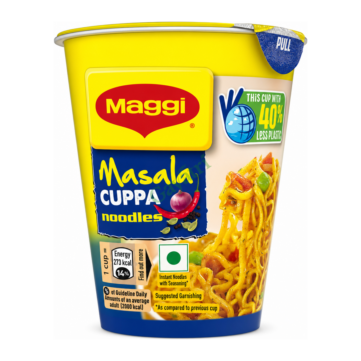 Maggi Masala Cuppa Noodles Masala by Maggi — front view showing product label and branding, studio product photo on white background