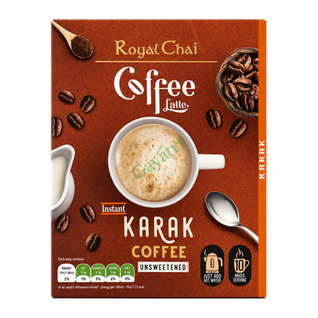 Royal Chai Coffee Latte Karak Coffee Unsweetened Unsweetened by Royal Chai — front view showing product label and branding, studio product photo on white background