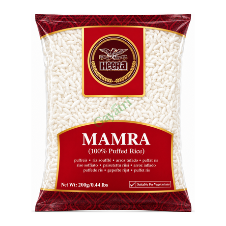 Mamra (100% Puffed Rice) by Heera — front view showing product label and branding, studio product photo on white background