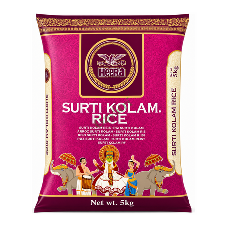 Surti Kolam Rice by Heera — front view showing product label and branding, studio product photo on white background