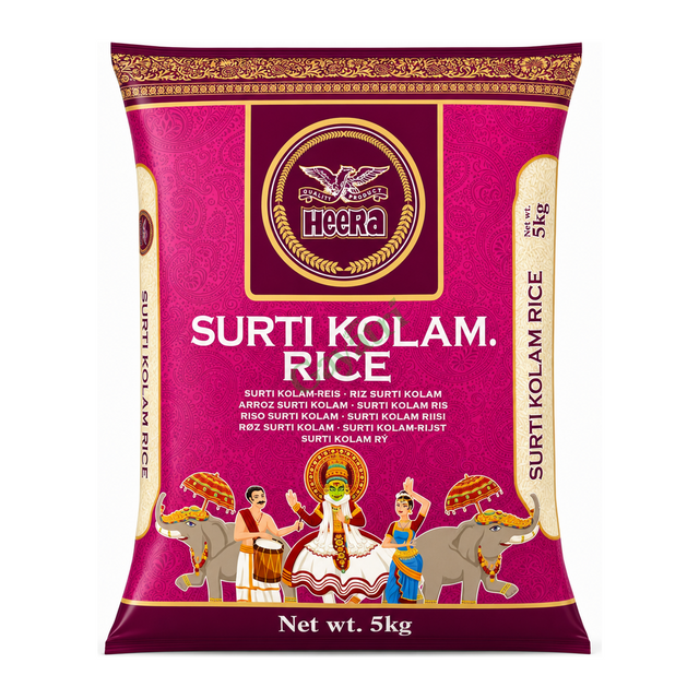 Surti Kolam Rice by Heera — front view showing product label and branding, studio product photo on white background
