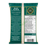 Ragi Flour (Finger Millet / Red Teff flour) by Heera — back view showing ingredients and product details, studio product photo on white background
