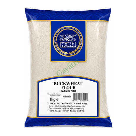 Buckwheat Flour (Kuttu Ka Atta) by Heera — front view showing product label and branding, studio product photo on white background
