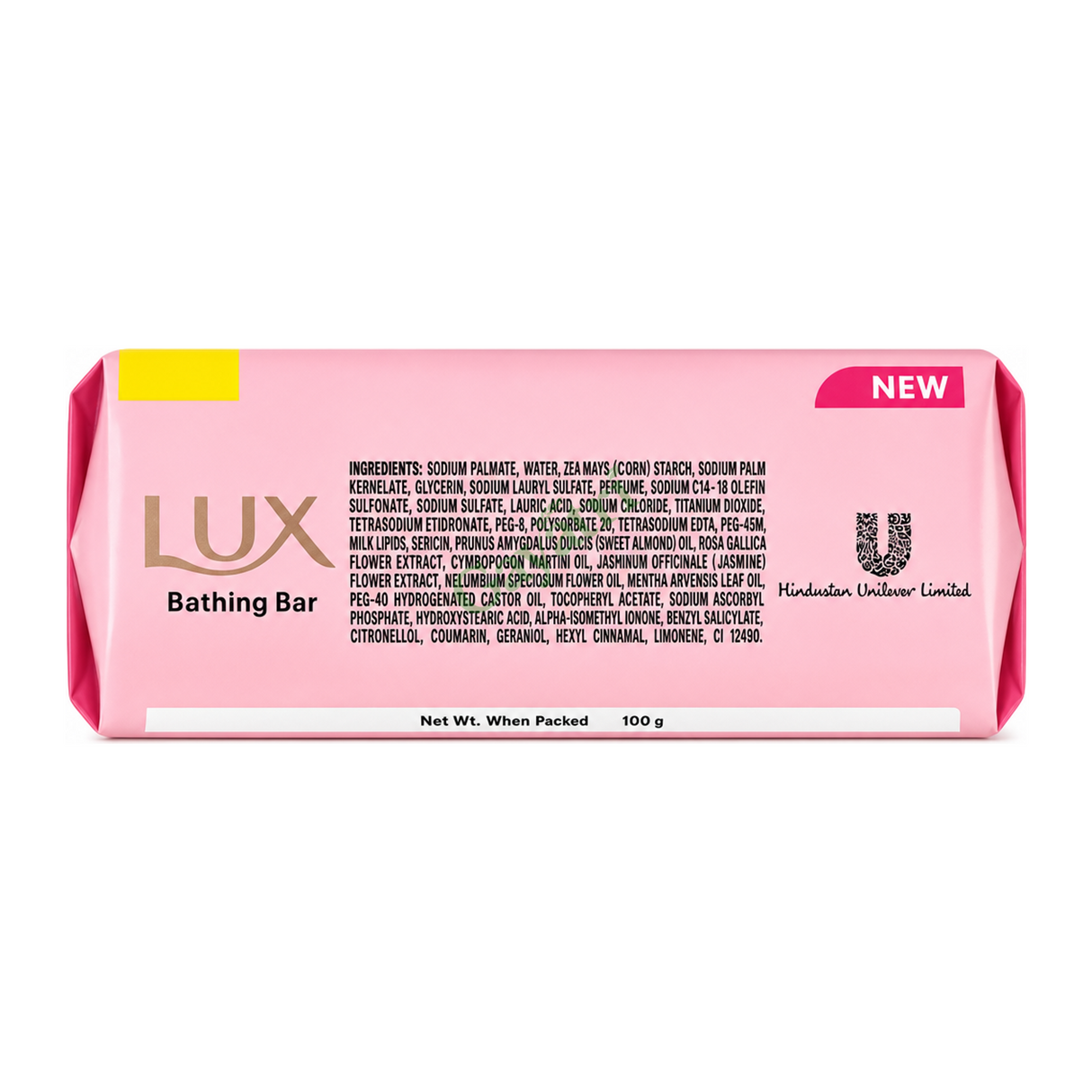 Lux Advanced Even-Toned Glow Rose Vitamin C + E by Lux — ingredients side panel, studio product photo on white background
