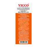 Turmeric Vanishing Cream with the goodness of Sandalwood oil by Vicco — side panel, studio product photo on white background