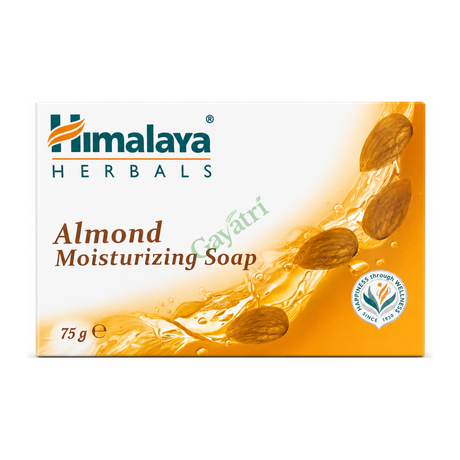 Almond Moisturizing Soap by Himalaya Herbals — front view showing product label and branding, studio product photo on white background