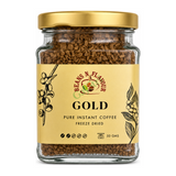 Gold Pure Instant Coffee Freeze Dried by Beans N Flavour — front view showing product label and branding, studio product photo on white background