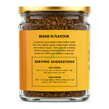 Gold Pure Instant Coffee Freeze Dried by Beans N Flavour — cooking instructions side panel, studio product photo on white background