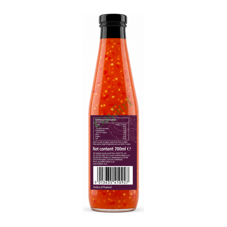 Thai Sweet Chilli Sauce by KTC — back view showing ingredients and product details, studio product photo on white background