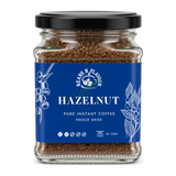 Pure Instant Coffee Freeze Dried Hazelnut by Beans N Flavour — front view showing product label and branding, studio product photo on white background