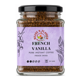 French Vanilla Pure Instant Coffee Freeze Dried by Beans N Flavour — front view showing product label and branding, studio product photo on white background