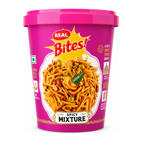 Spicy Mixture by Real Bites! — front view showing product label and branding, studio product photo on white background
