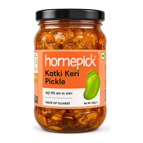 Katki Keri Pickle by Homepick — front view showing product label and branding, studio product photo on white background