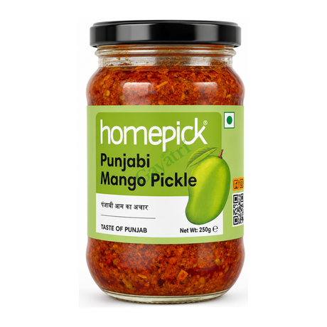 Punjabi Mango Pickle by Homepick — front view showing product label and branding, studio product photo on white background