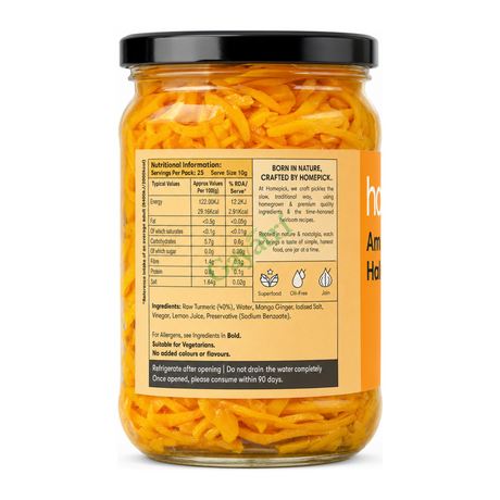 Amba Haldi by Homepick — back view showing ingredients and product details, studio product photo on white background