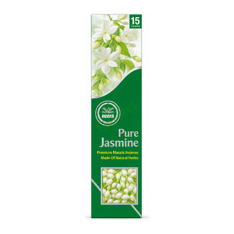 Pure Jasmine Premium Masala Incense by Heera Religious & Ceremonial > Religious Items — front view showing product label and branding, studio product photo on white background