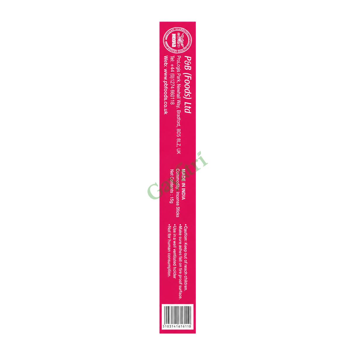 Pure Rose Premium Masala Incense by Heera — side panel, studio product photo on white background