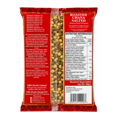 Roasted Chana Salted Salted by Heera — back view showing ingredients and product details, studio product photo on white background