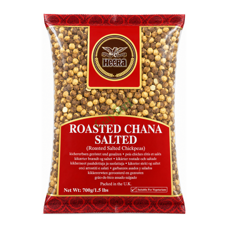 Roasted Chana Salted Salted by Heera — front view showing product label and branding, studio product photo on white background