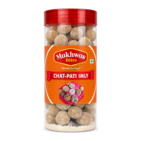 Chat-Pati Imly by Mukhwas Bites — front view showing product label and branding, studio product photo on white background