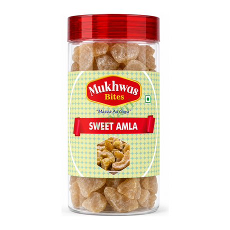 Sweet Amla by Mukhwas Bites — front view showing product label and branding, studio product photo on white background