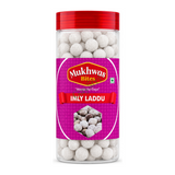 Imly Laddu by Mukhwas Bites — front view showing product label and branding, studio product photo on white background