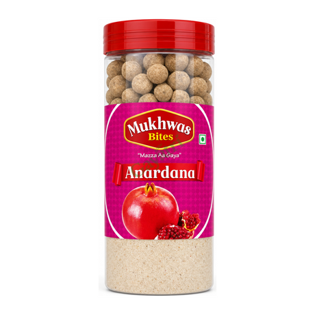 Mukhwas Bites Anardana by Mukhwas Bites — front view showing product label and branding, studio product photo on white background