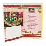 Rakhi Dear Brother Greeting Card and Thread Set Dear Brother by Sun King — back view showing ingredients and product details, studio product photo on white background