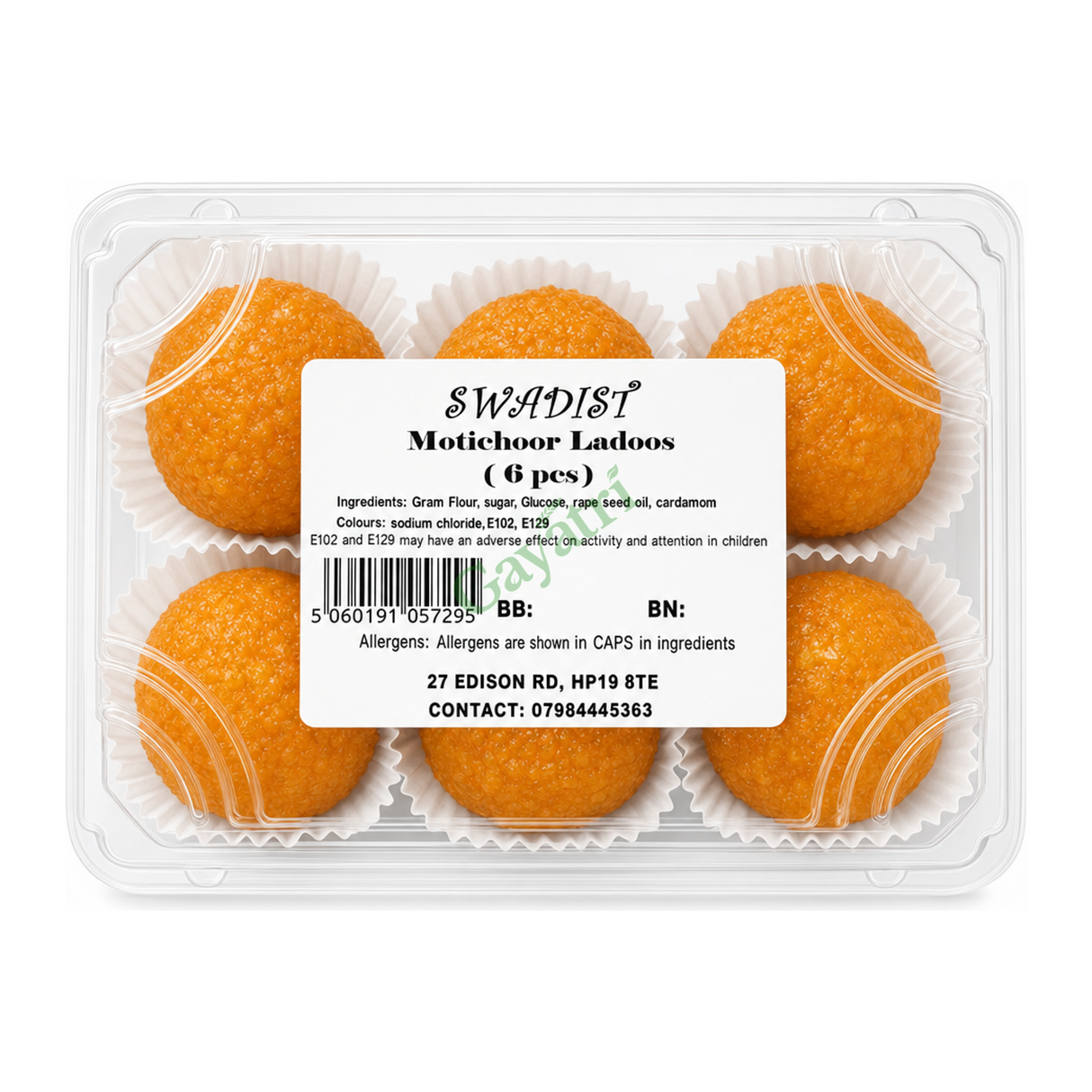 Motichoor Ladoos 6 pcs by Swadist — front view showing product label and branding, studio product photo on white background