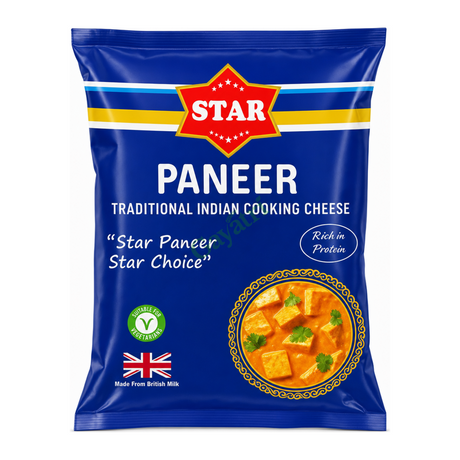 Paneer Traditional Indian Cooking Cheese by Star — front view showing product label and branding, studio product photo on white background