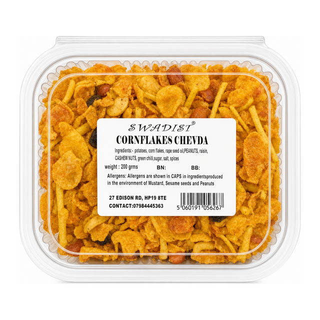 Cornflakes Chevda by Swadist — front view showing product label and branding, studio product photo on white background
