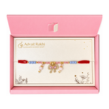 Elegance in Every Knot Rakhi by Advait Rakhi — front view showing product label and branding, studio product photo on white background