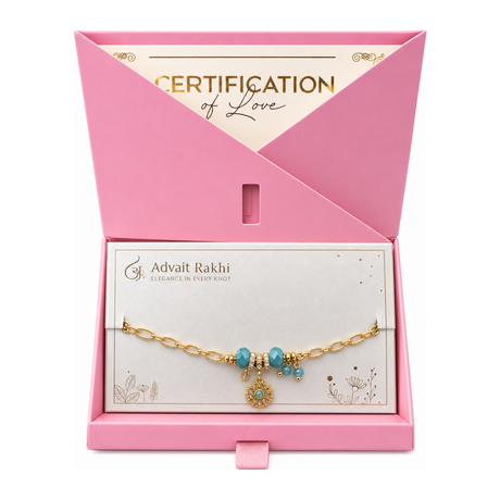 Elegance In Every Knot by Advait Rakhi — front view showing product label and branding, studio product photo on white background