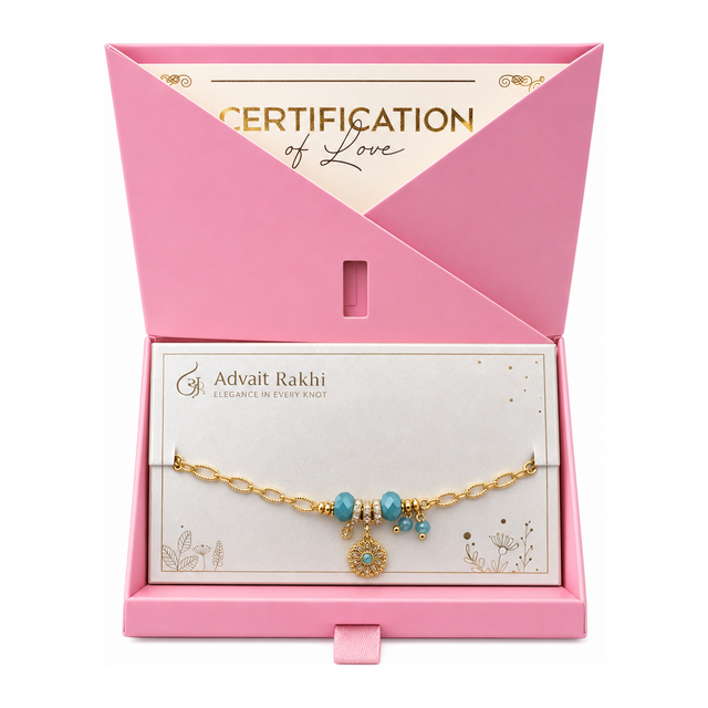 Elegance In Every Knot by Advait Rakhi — front view showing product label and branding, studio product photo on white background