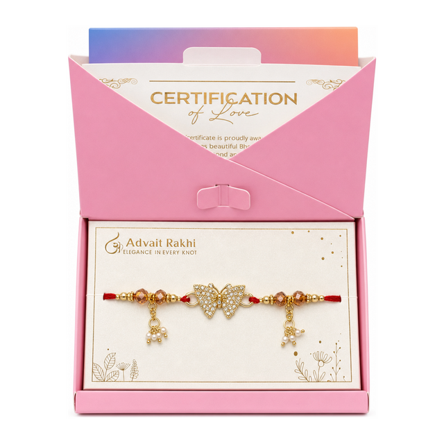 Elegance in Every Knot by Advait Rakhi — front view showing product label and branding, studio product photo on white background