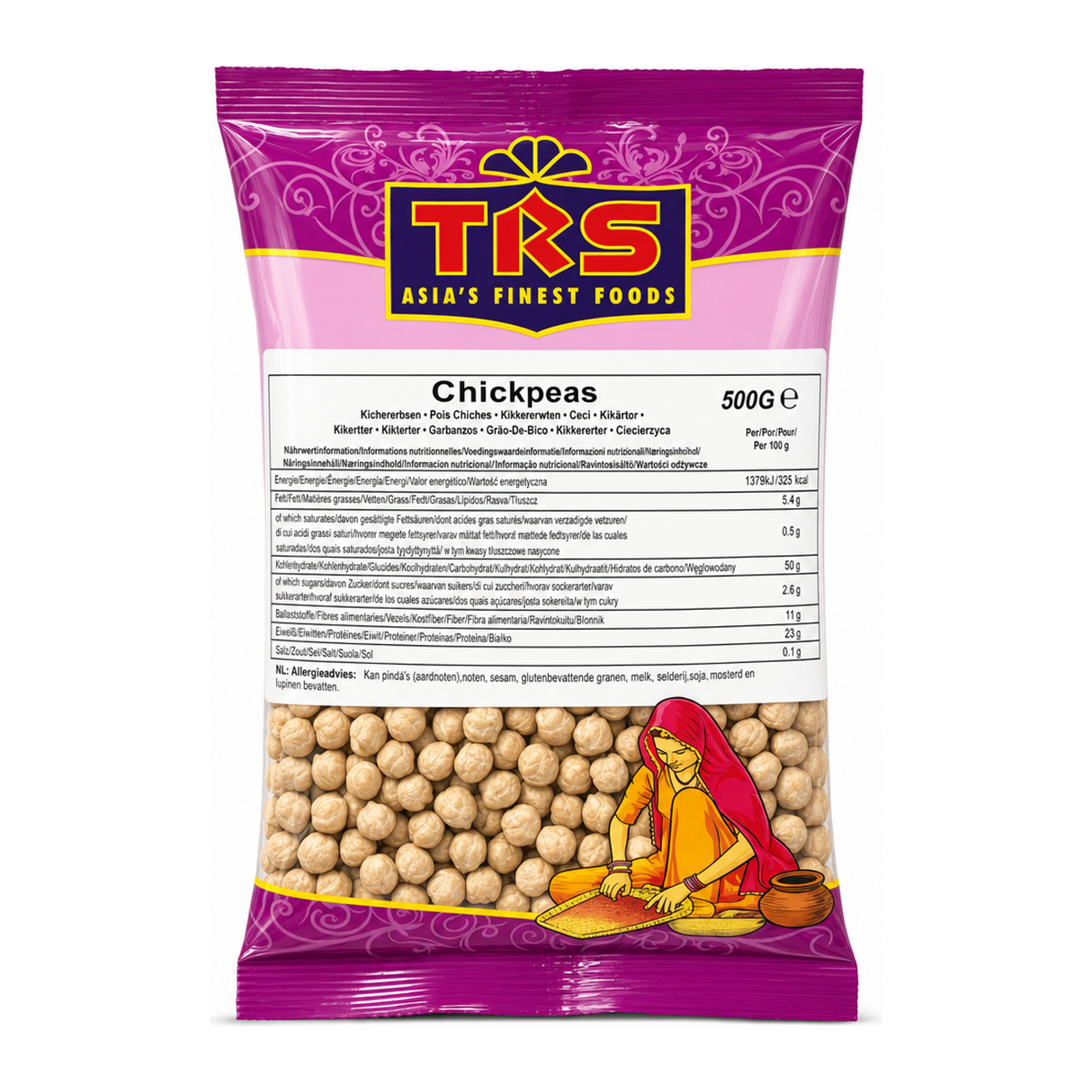 Chickpeas by TRS — front view showing product label and branding, studio product photo on white background