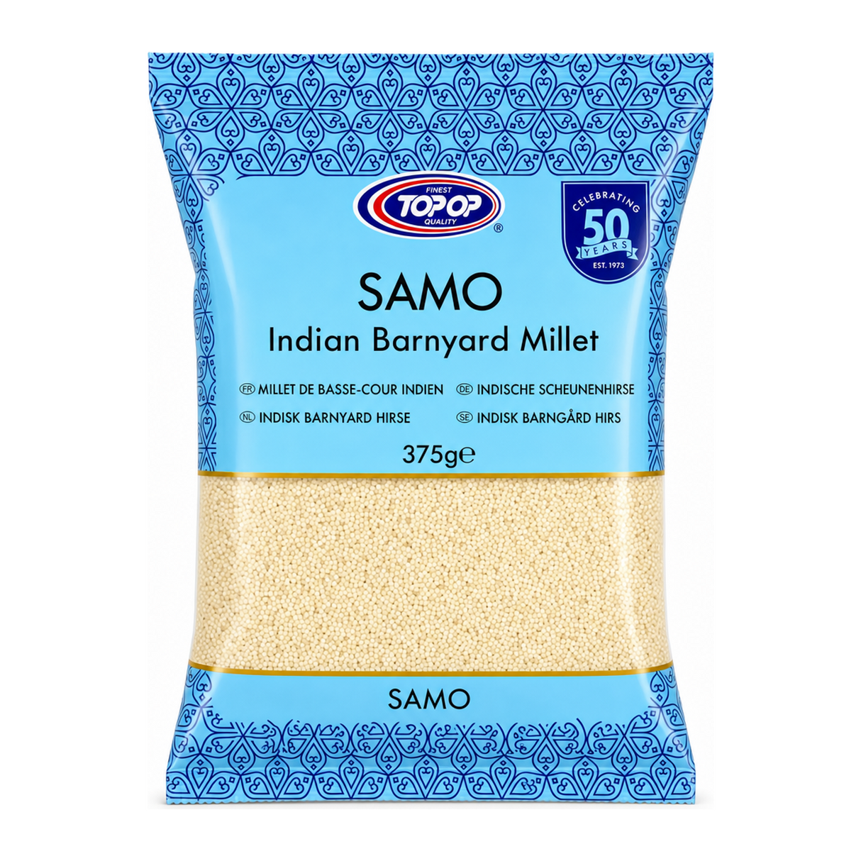 Samo Indian Barnyard Millet by Topop — front view showing product label and branding, studio product photo on white background